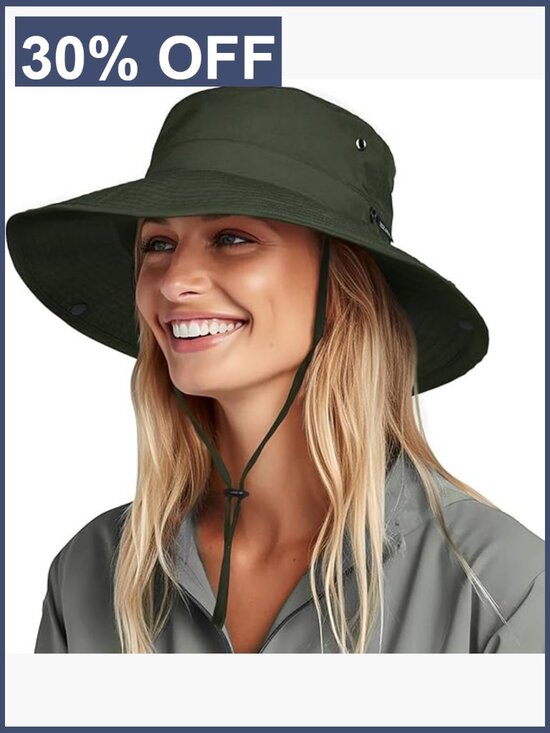 Women\'s UPF 80+ Wide Brim Sun Hat with Ponytail Hole Packable main image 5